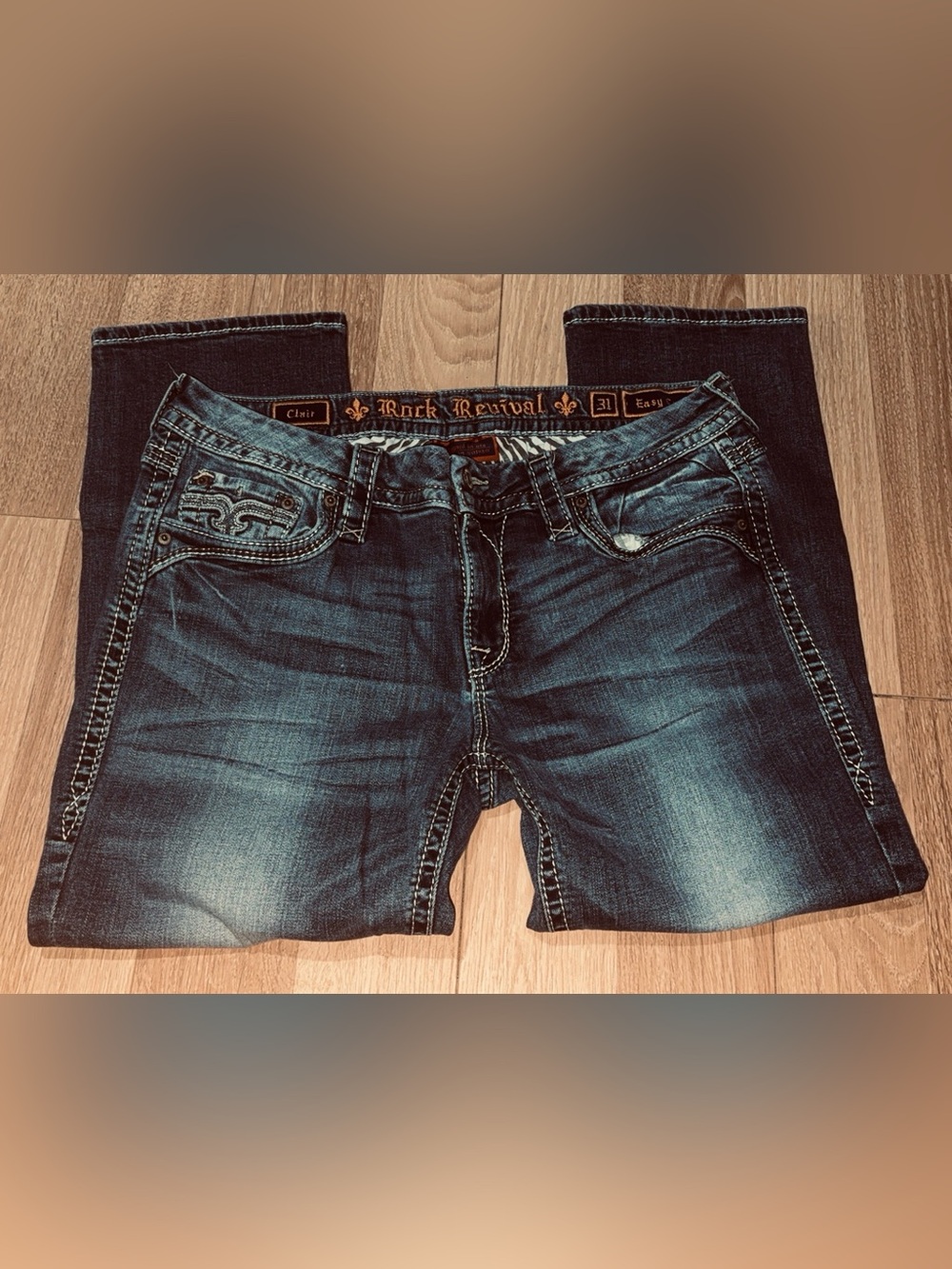 Rock Revival Women's Dark Blue Distressed Bootcut Jeans